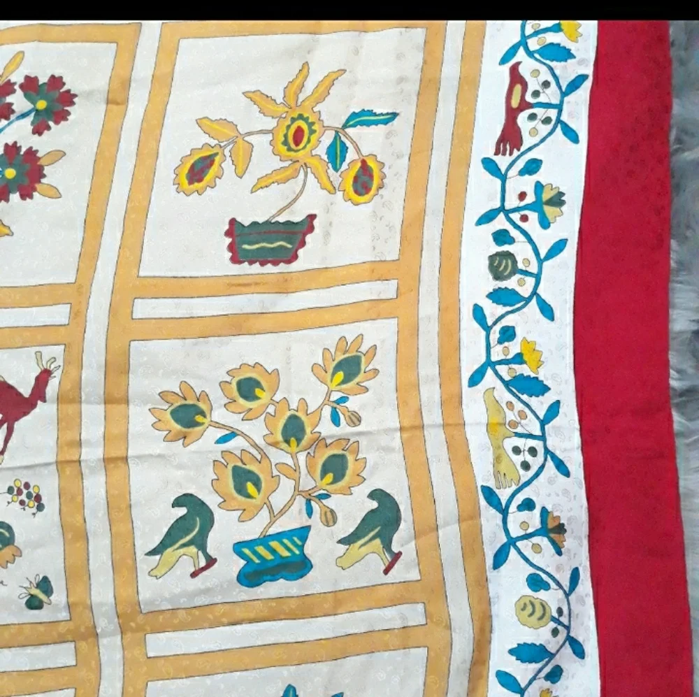 Laura Biagiotti silk scarf block floral animals